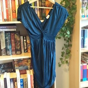 Dynamite | Silky blue wrap dressy top